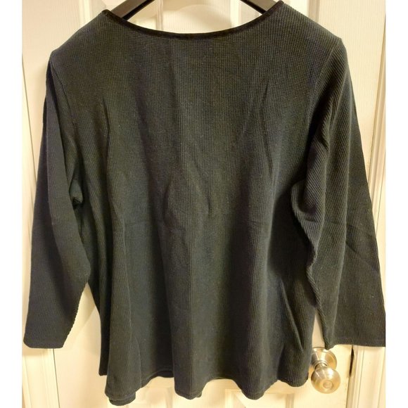 Quacker Factory Shirt Waffle Weave Iridescent Studs On Front Velvet Trim Sz 1X - Picture 5 of 5